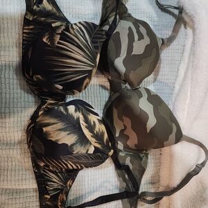 Victoria's Secret Camouflage and Palm Print Bras